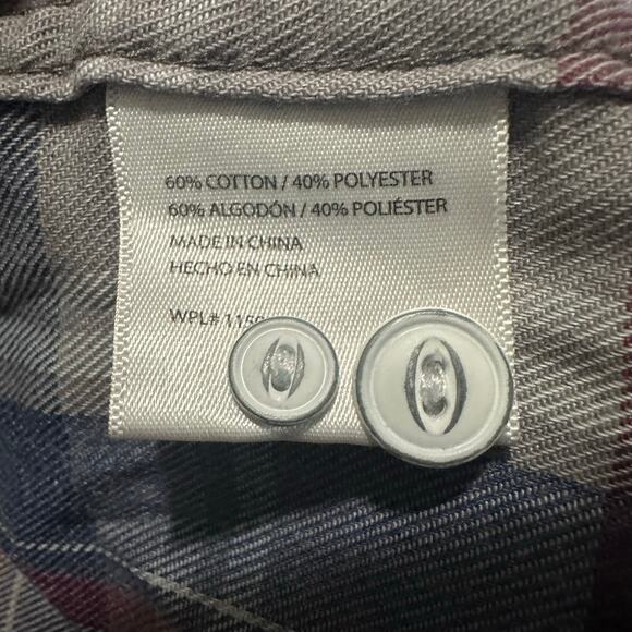 Weatherproof Vintage Mens Burnout Dove Blue Plaid Button Up Flannel Shirt Size M - Picture 7 of 7